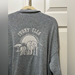 Ivory Ella Heather Gray Knit with Elephant Motif